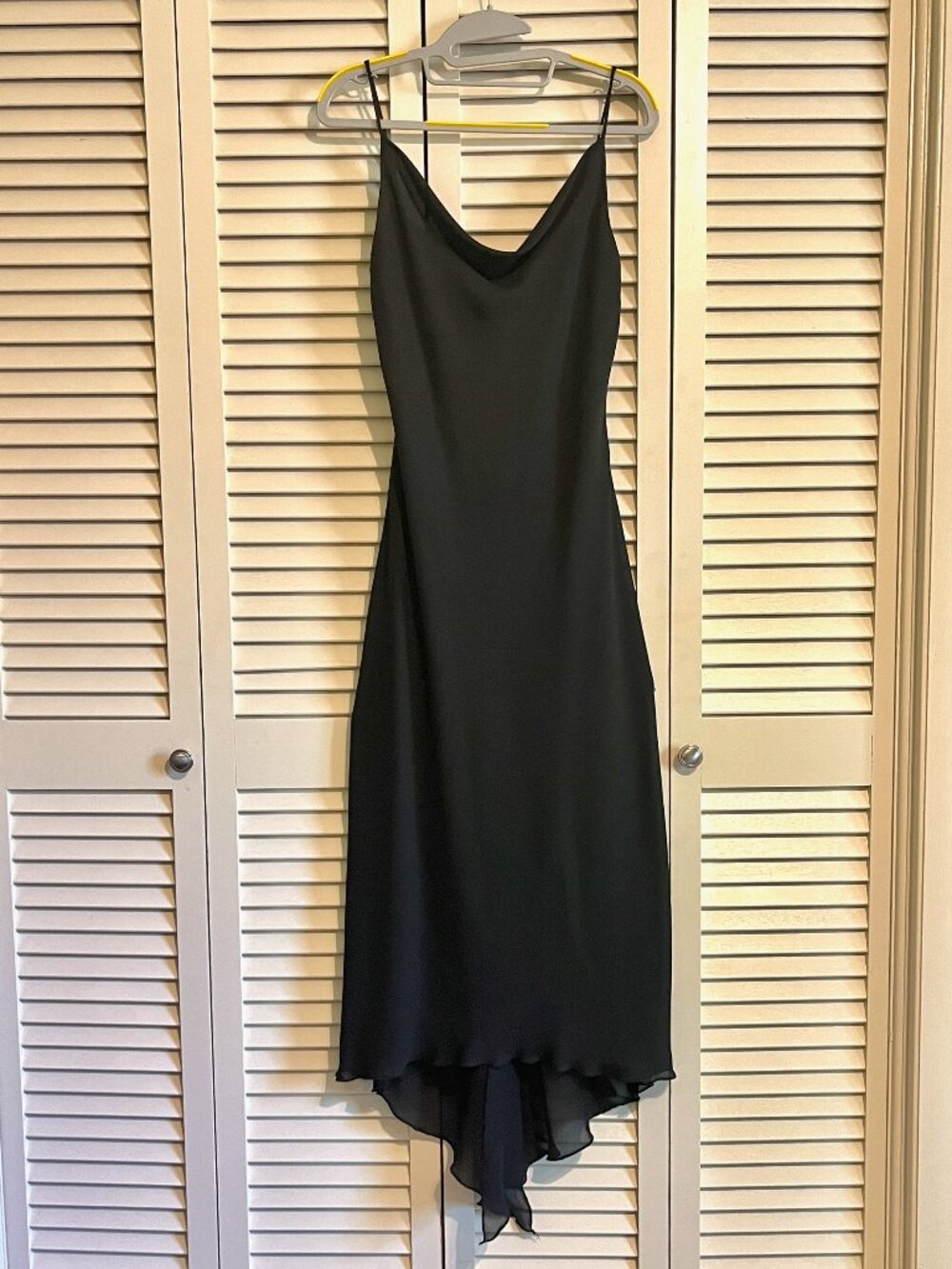 Be Smart Sheer Slip Dress * Size 9/10 * Black * Cowl Neckline * Fully Lined
